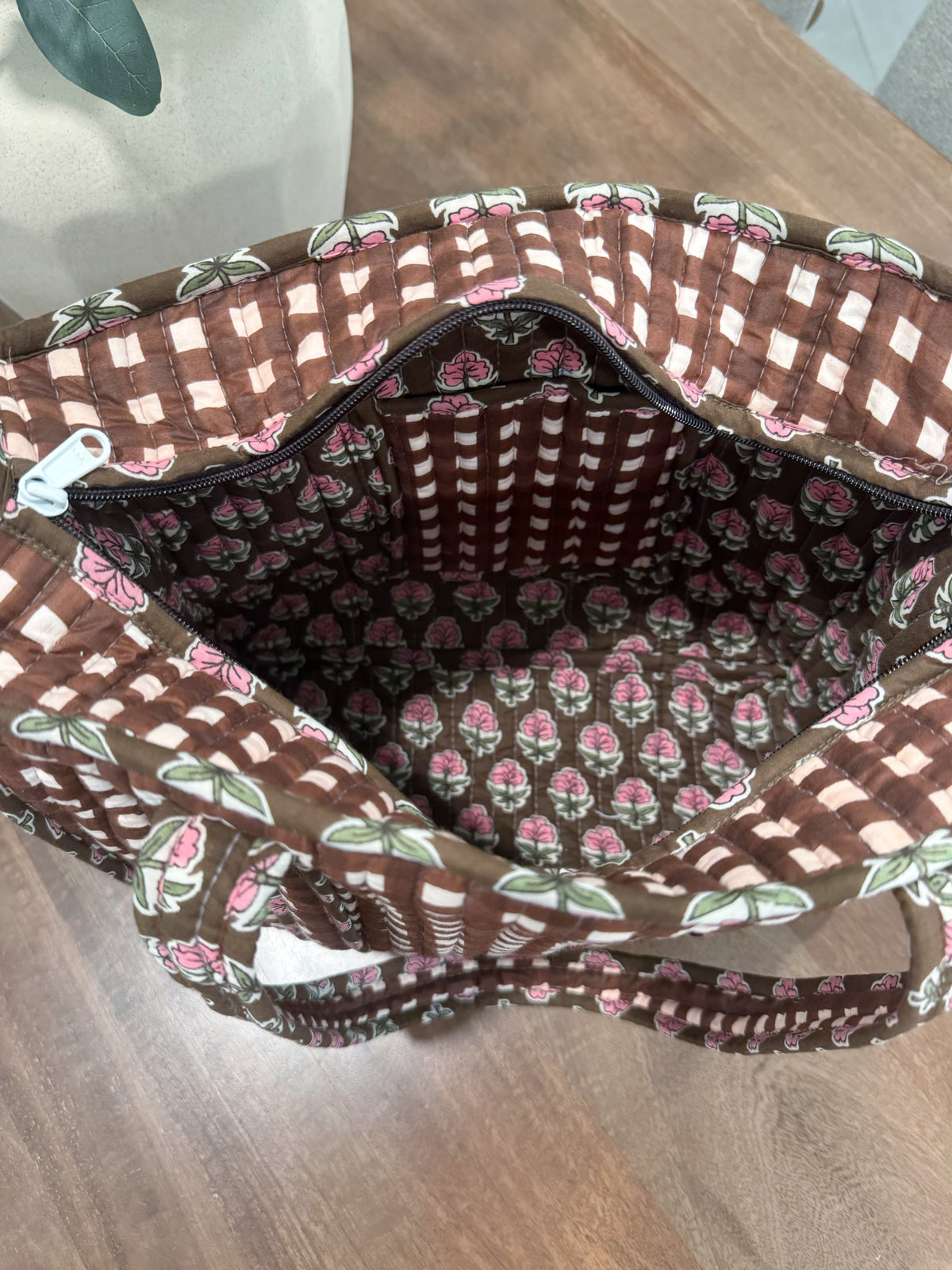 Just a Little Flawed- Cocoa Bloom Midi Tote