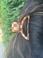 Cinnamon Check Claw Clip