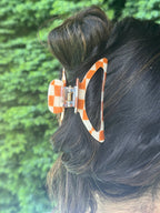 Cinnamon Check Claw Clip