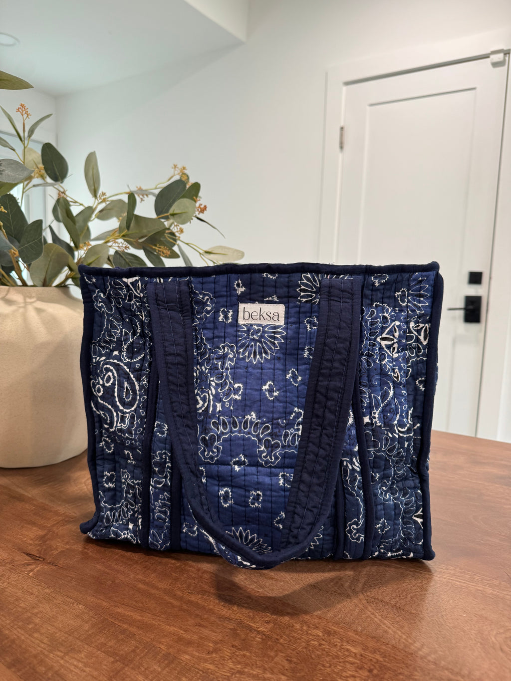 Navy Paisley Tote