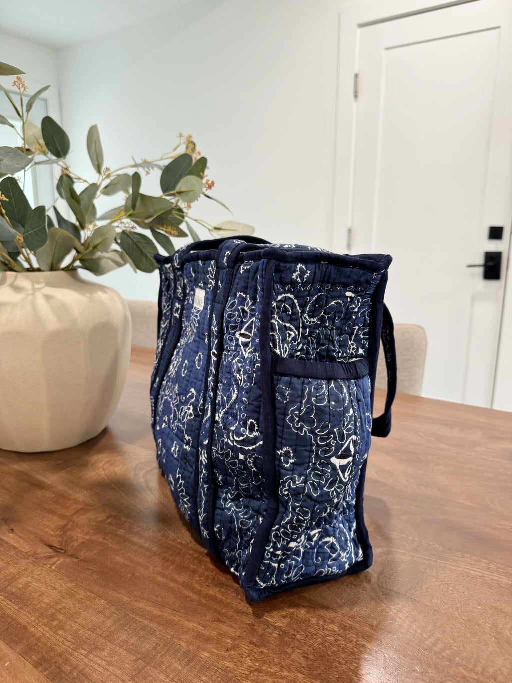 Navy Paisley Tote