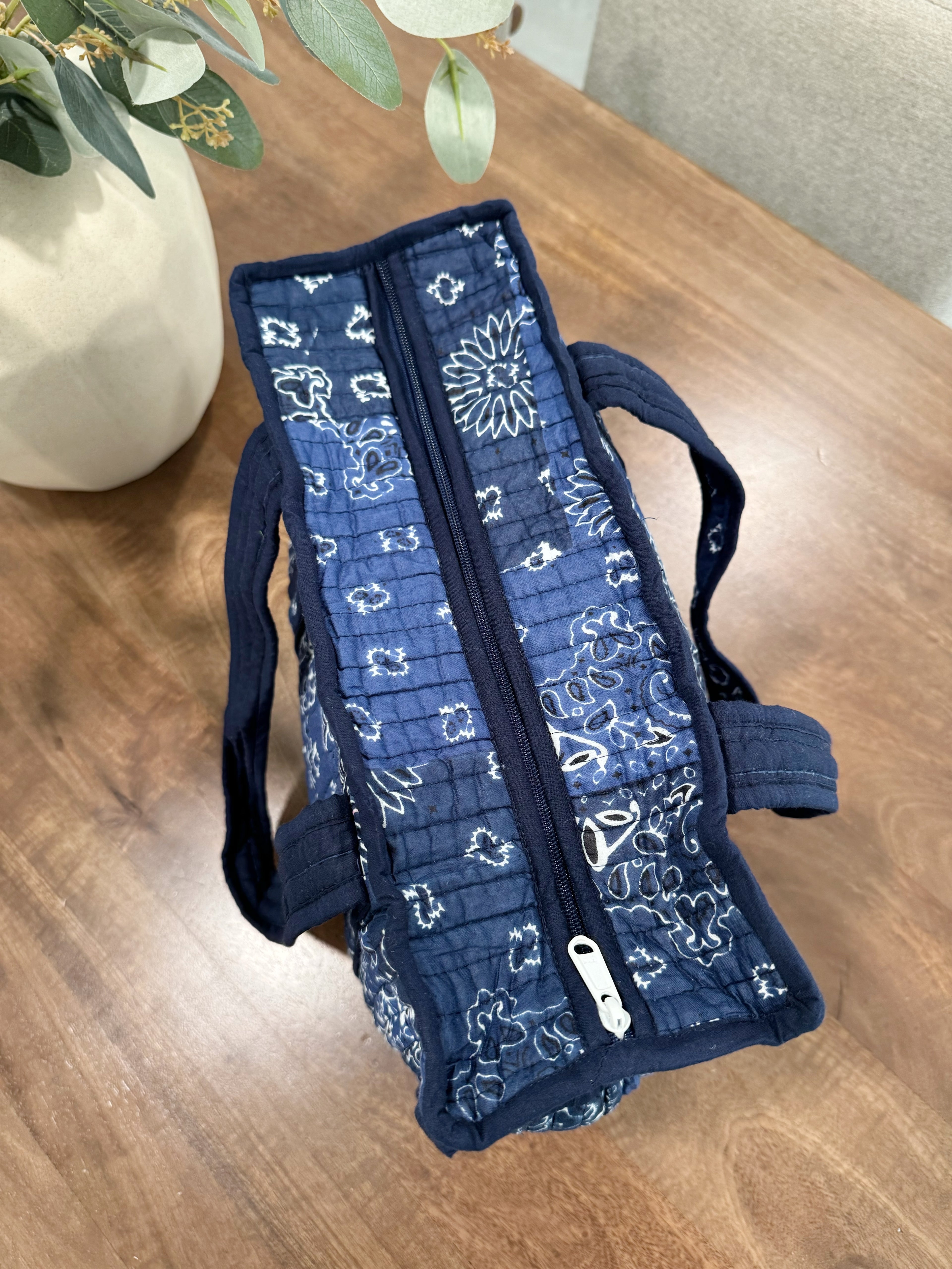 Navy Paisley Tote