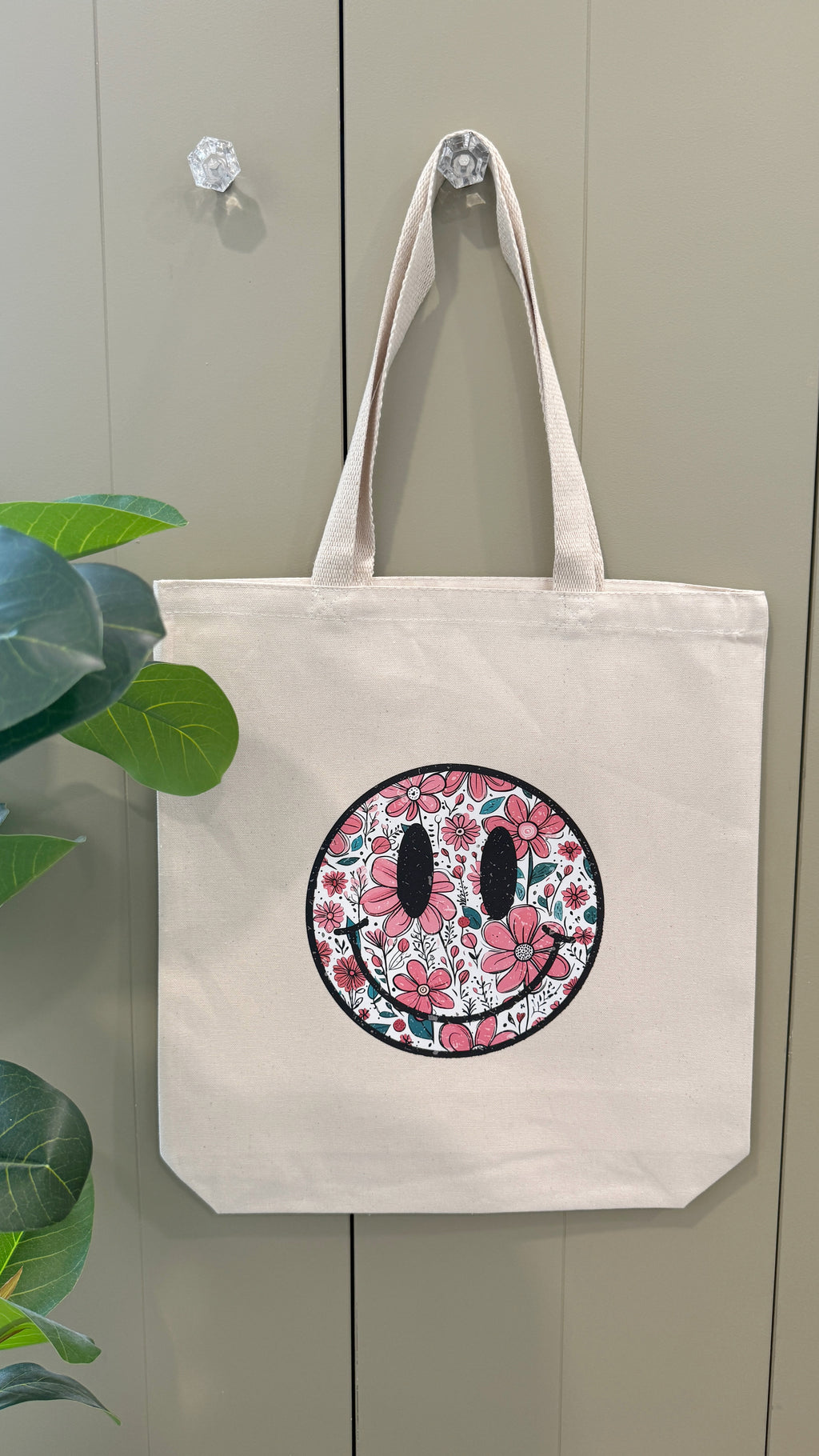 Poppy "Floral Smiley Face" Tote Bag